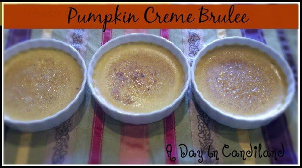 Pumpkin Creme Brulee Dessert in ramekins with brulee sugar