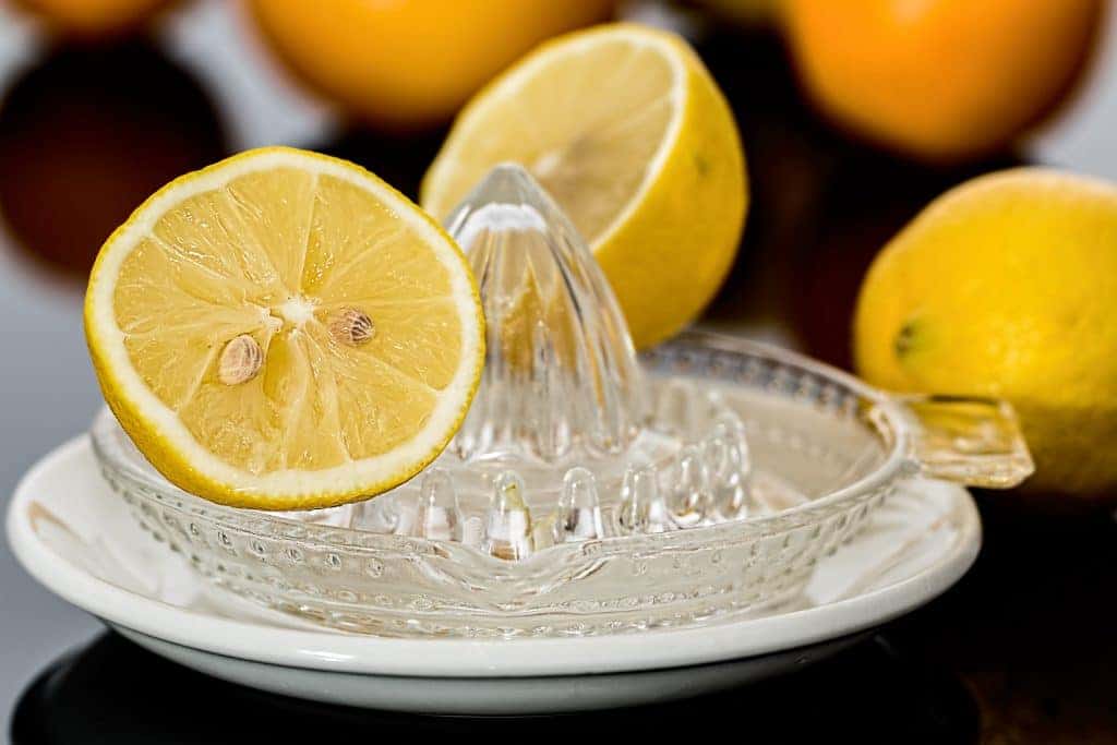 Crystal Lemon Juicer with sliced lemon