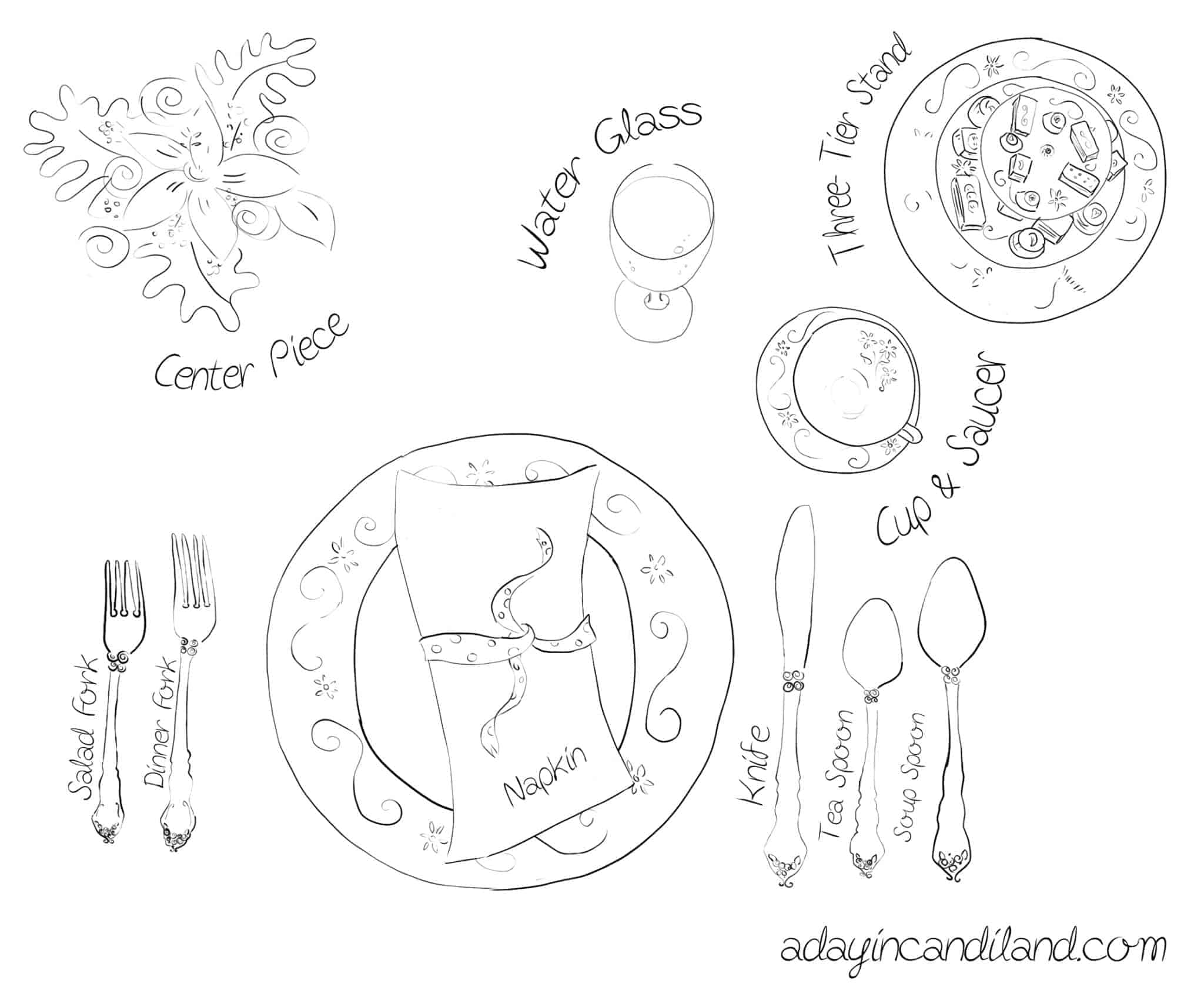 Place Seating Chart for afternoon tea parties.