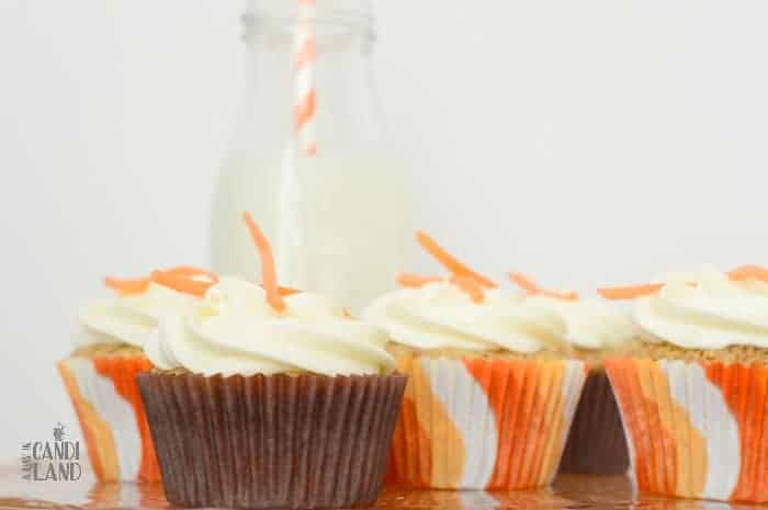 Carrot Cake Cupcakes with bottle of milk