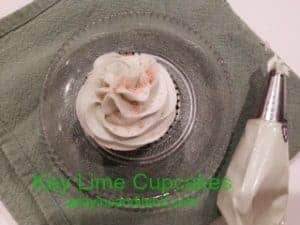 Key Lime Cupcake on plate with frosting tube