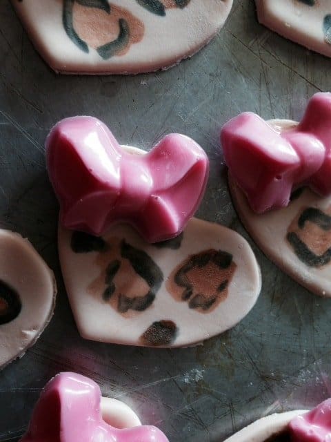 Leopard Heart Cupcakes with bow