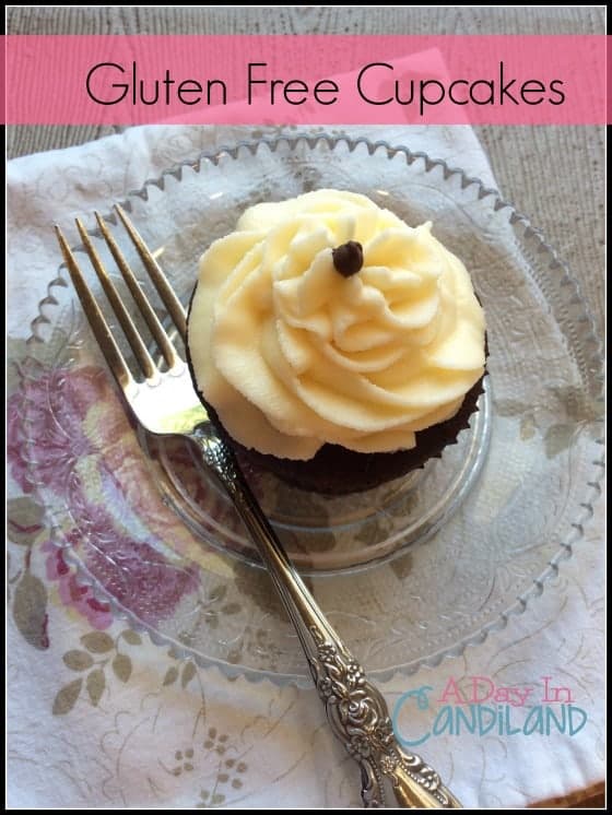 Gluten Free Chocolate Cupcakes on plate with fork