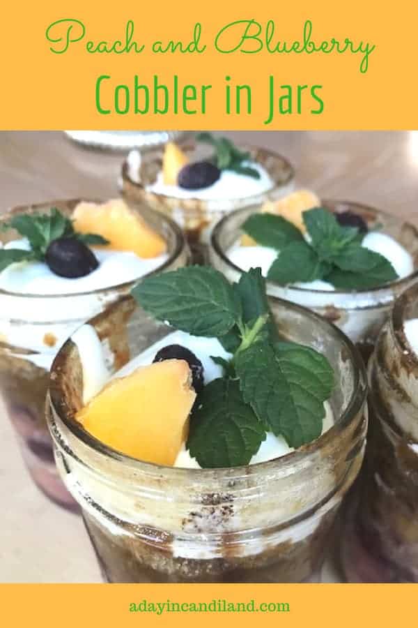 Peach and Blueberry Cobbler in Jars