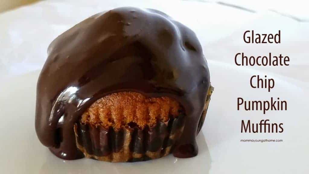 Glazed Chocolate Chip Pumpkin Muffins family friendly food recipe