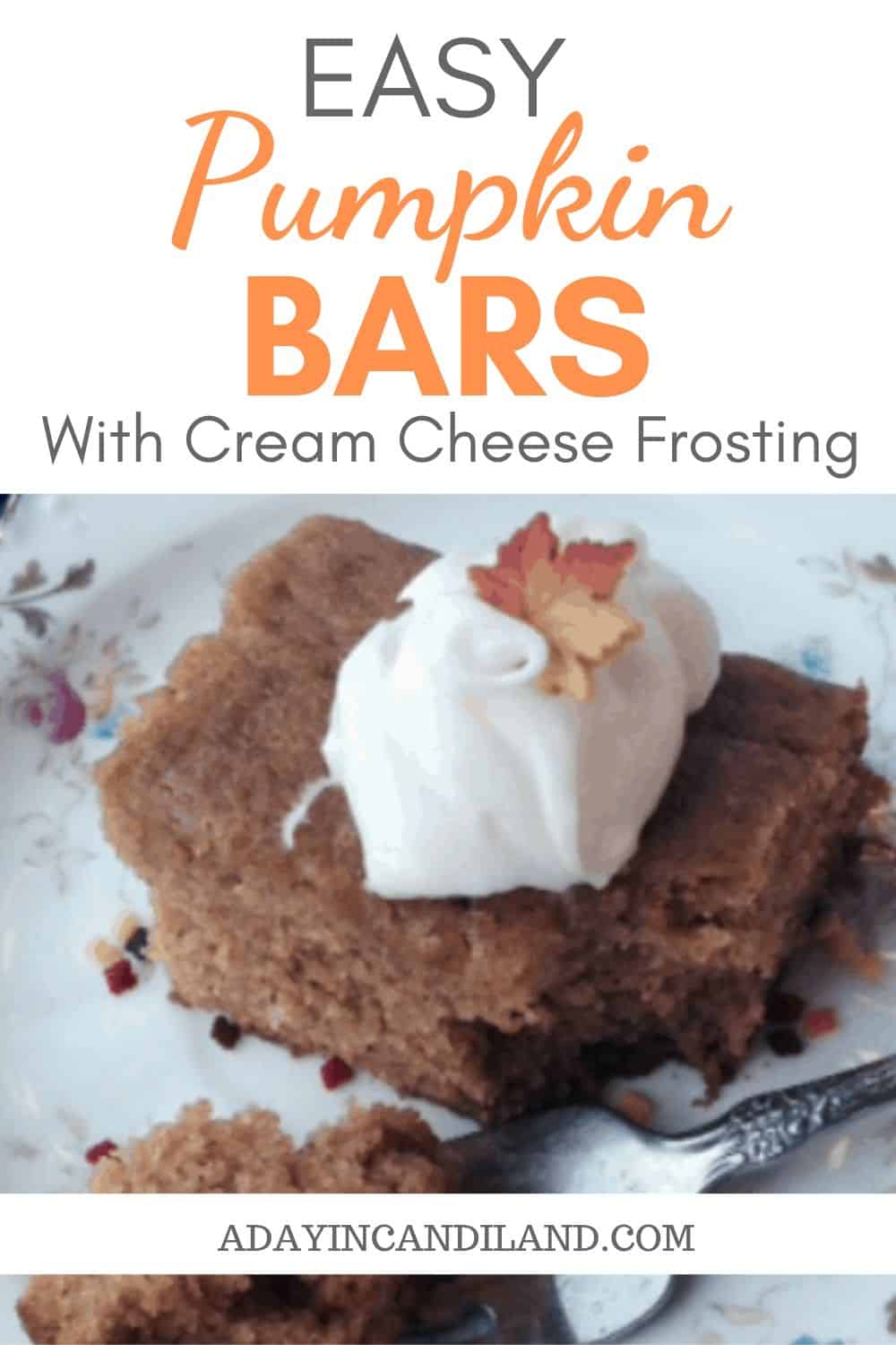 Easy Pumpkin Bars With Cream Cheese Frosting A Day In Candiland