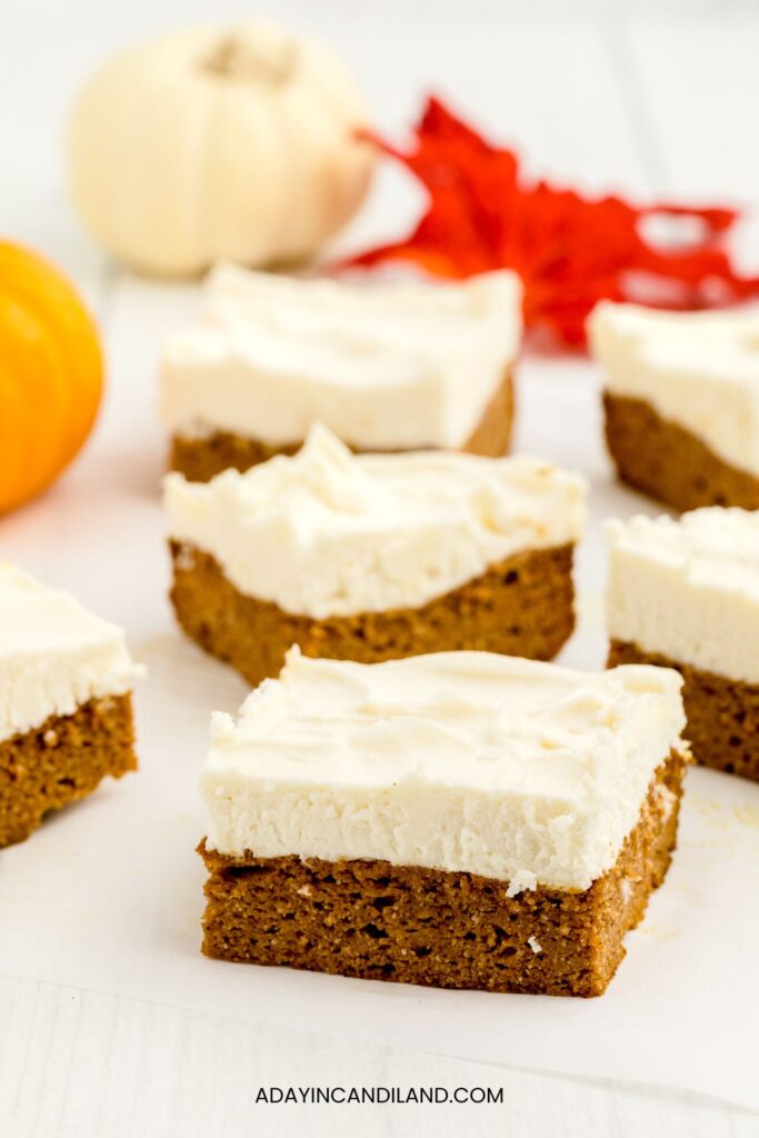 Easy Keto Pumpkin Bars With Cream Cheese Frosting A Day In Candiland