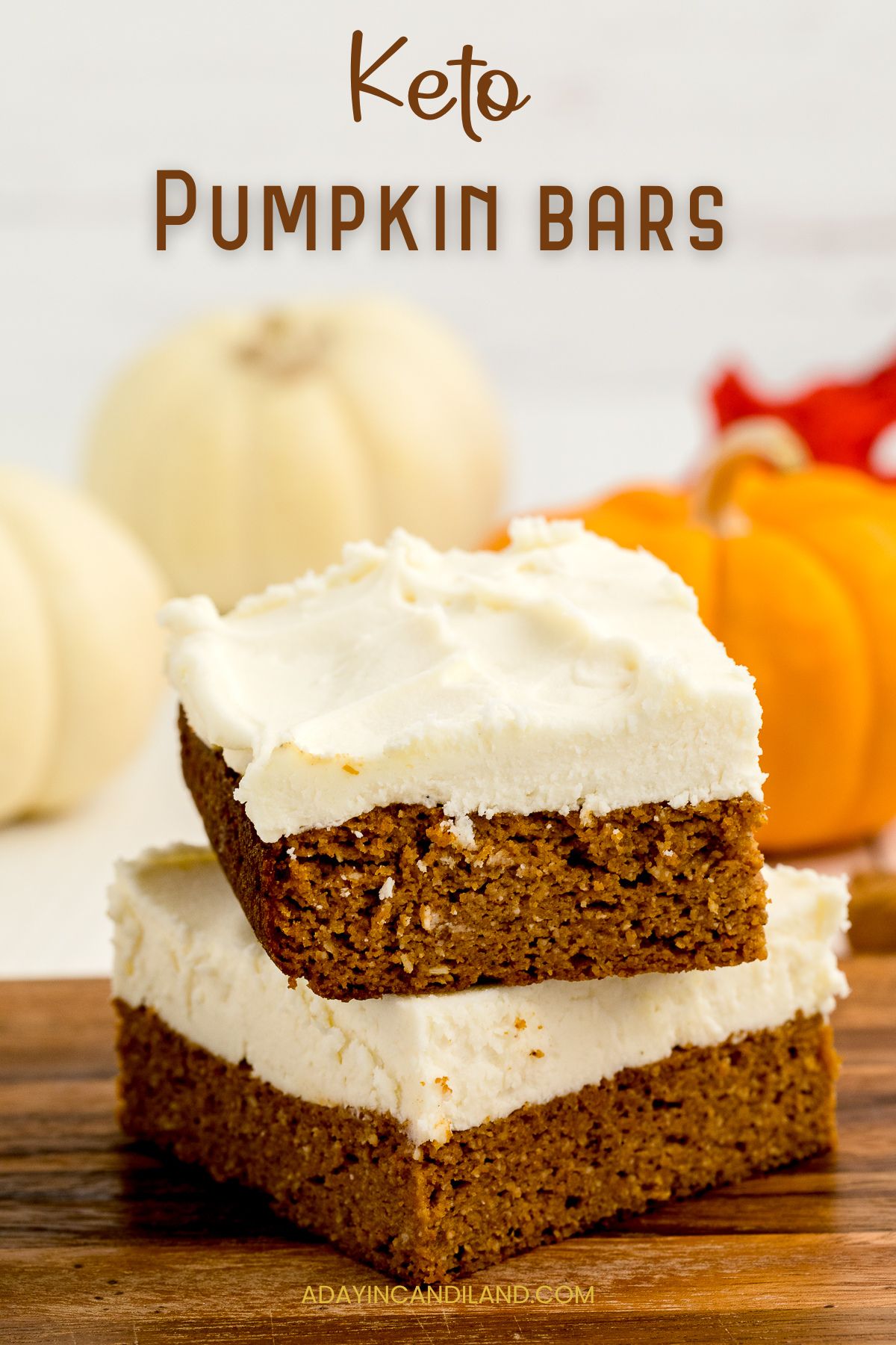 Easy Keto Pumpkin Bars with Cream Cheese Frosting - A Day In Candiland