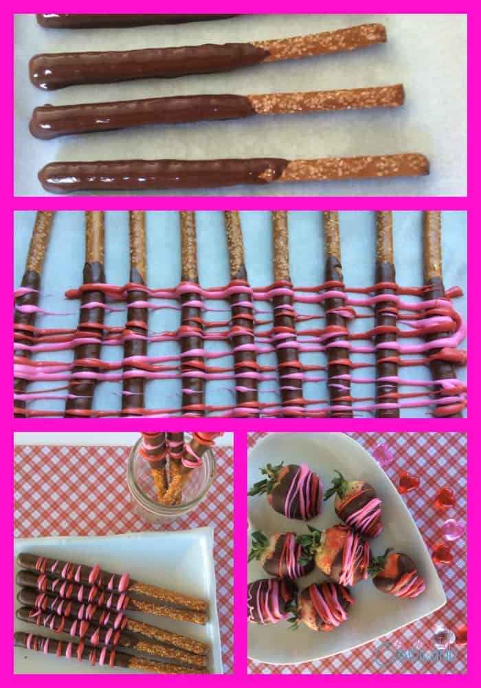 Chocolate Dipped Pretzels and Strawberries