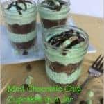 Mint Chocolate Chip Cupcakes in a Jar