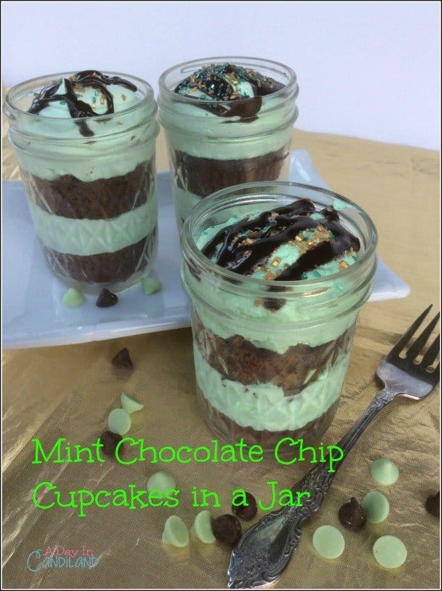 Mint Chocolate Chip Cupcakes in a Jar