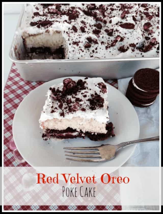 Red Velvet Oreo Poke Cake Hero Shot