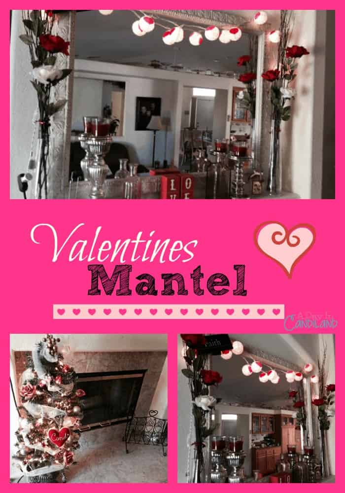 Red Pink White Valentines Mantel Collage