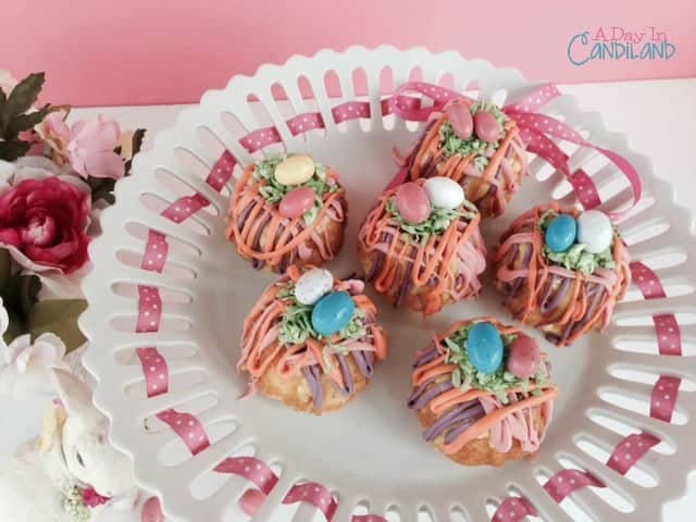 Spring Nest Mini Bundt cakes with eggs