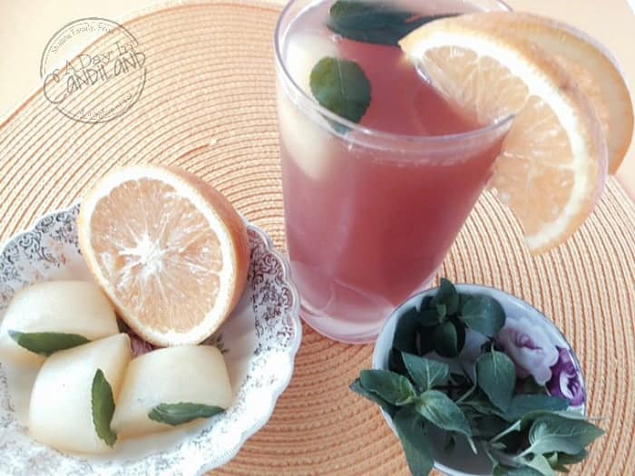 Tropical Orange Iced Tea Glass with mint leaves