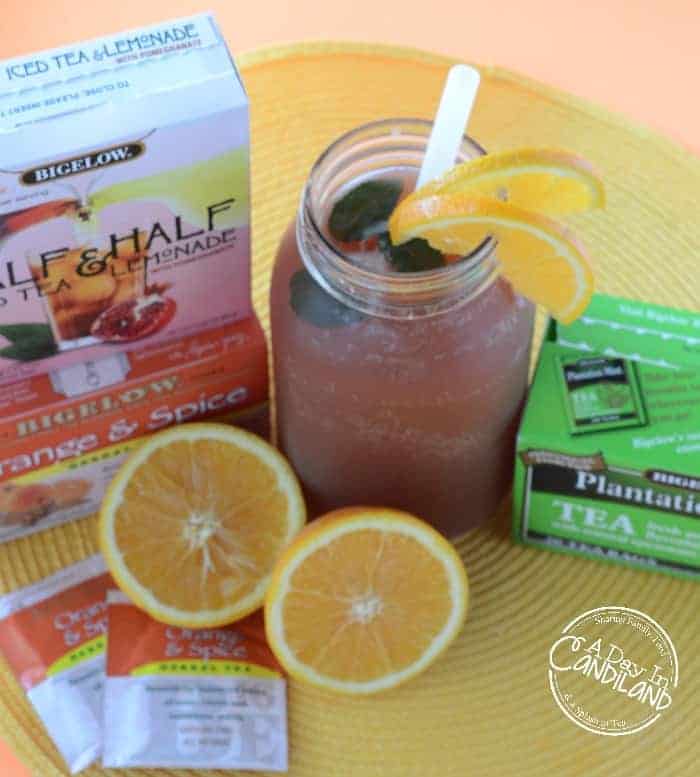 Tropical Orange Iced Tea with Bigelow tea boxes