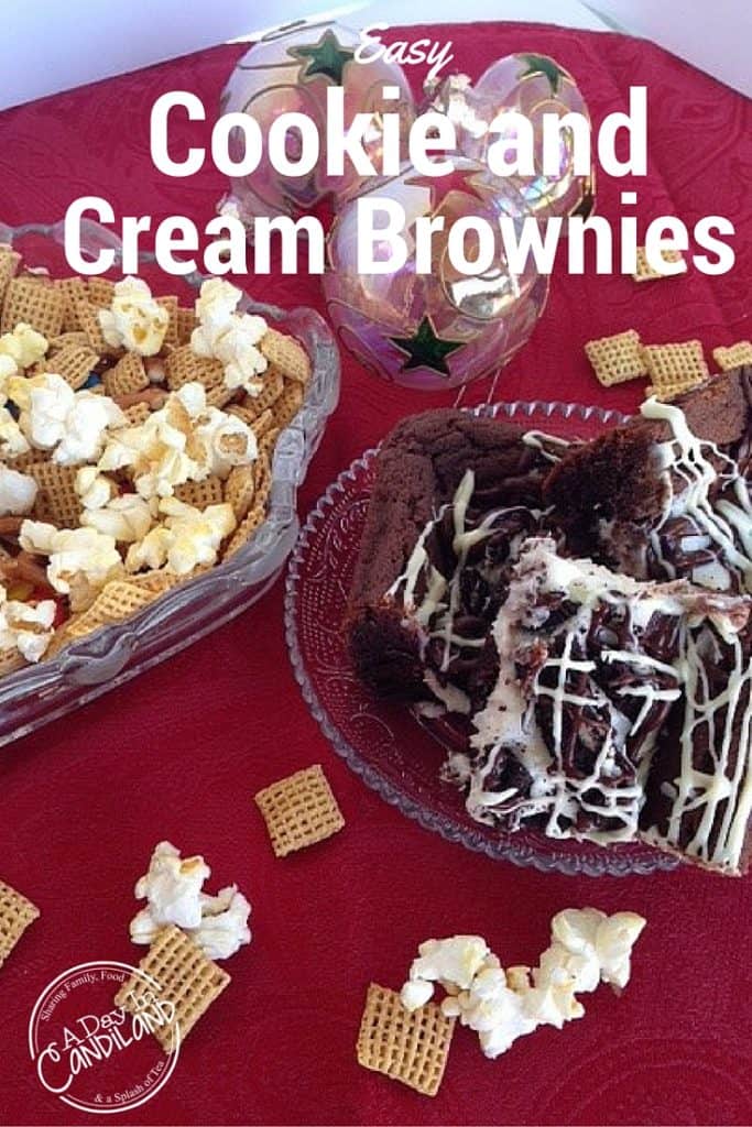 Easy Cookies and Cream Brownies are a great dessert to make with family for a get together 