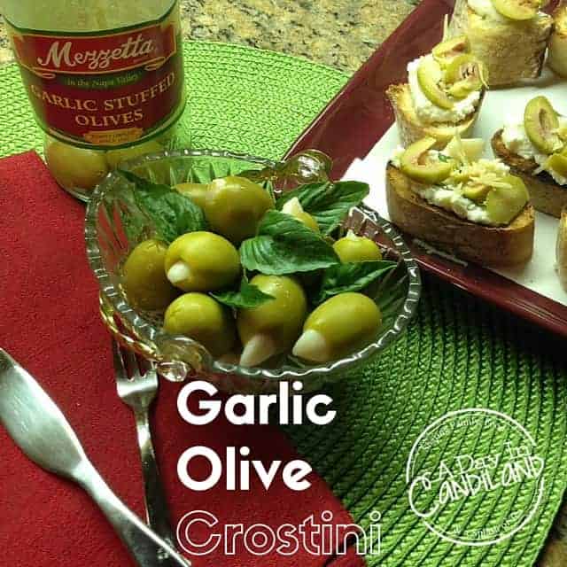 Garlic Olive Crostini #Mezzetta Olives