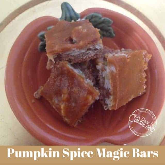 Pumpkin Spice Magic Bars on Pumpkin Plate