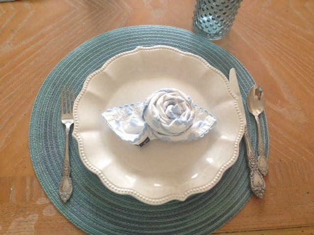 Rose Flower Napkin Table Setting