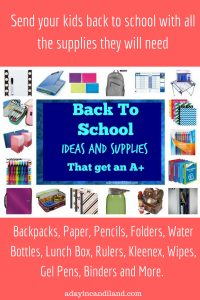 Back to school supplies, binders, pens, folders, water bottles and more