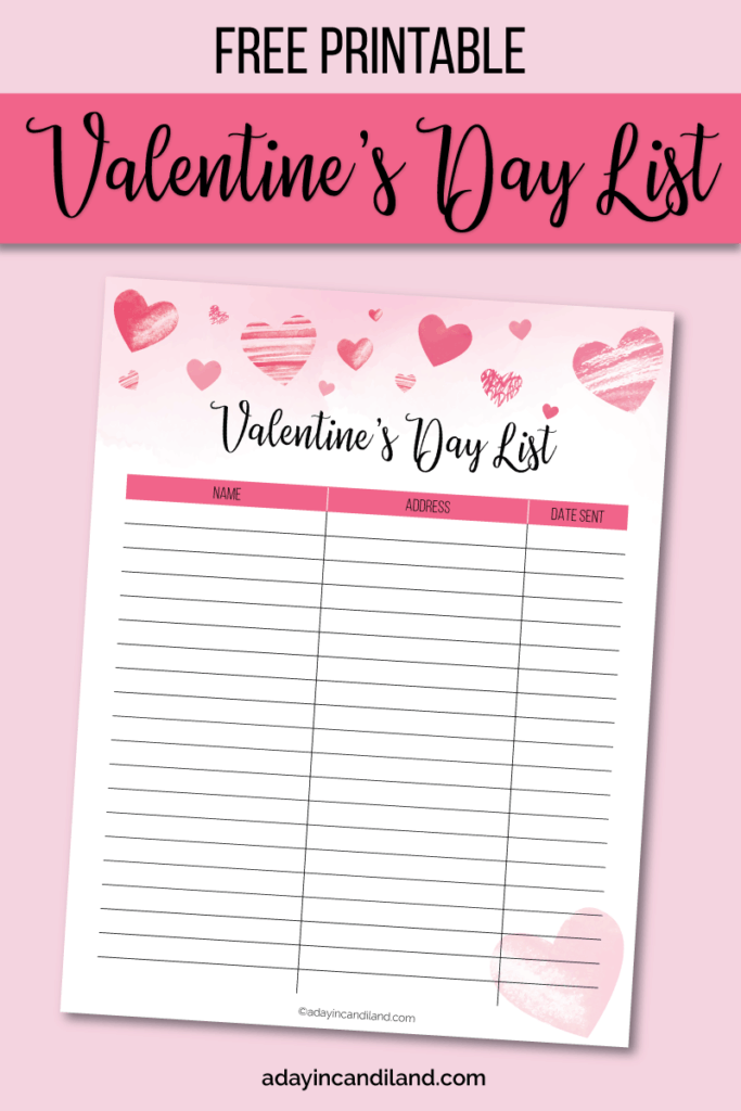 Valentines Day List Printable A Day In Candiland