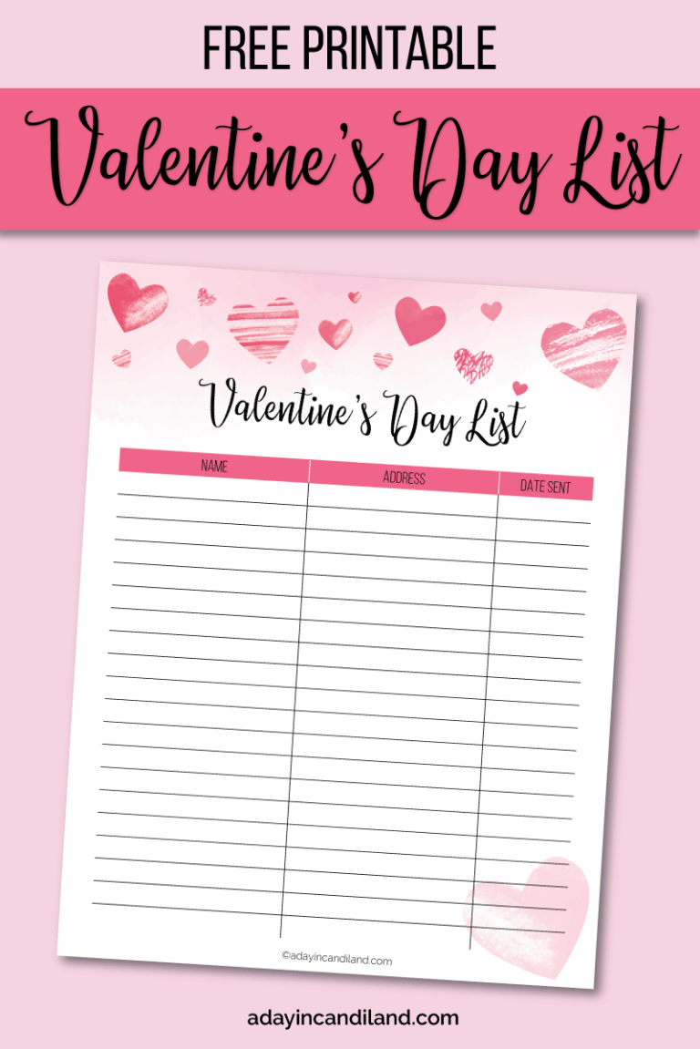Valentines Day Gift List Printable