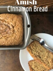 Amish Cinnamon Bread loaf pan and plate of slices Main Image