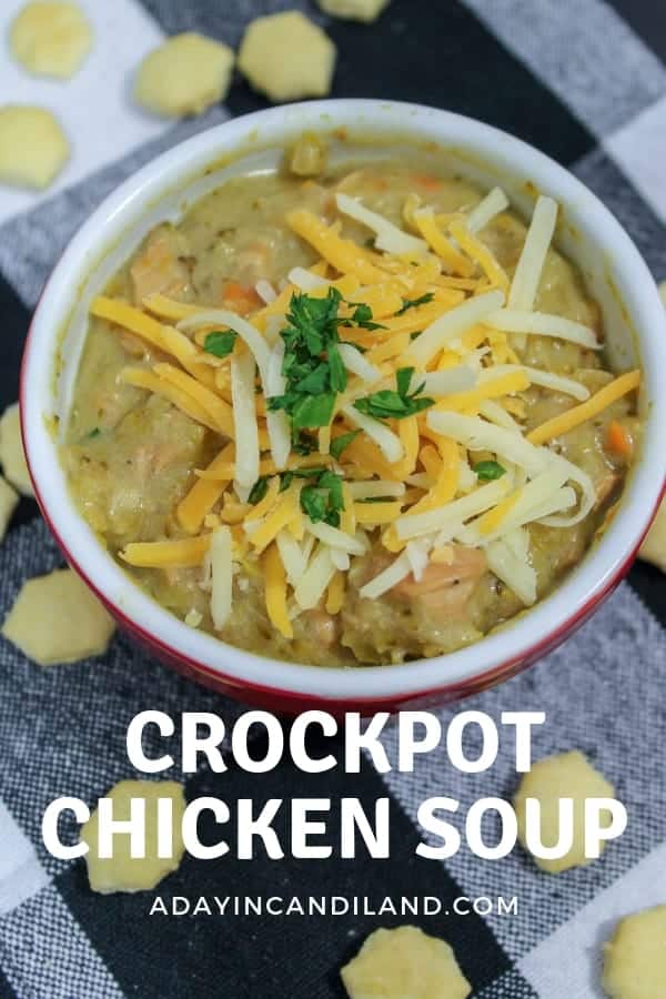 Crockpot Chicken Soup Bowl with Crackers