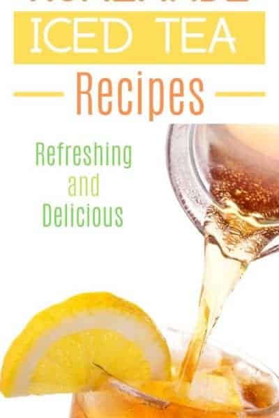 Homemade Iced Tea Recipes dispenser pouring iced tea into a glass with a lemon