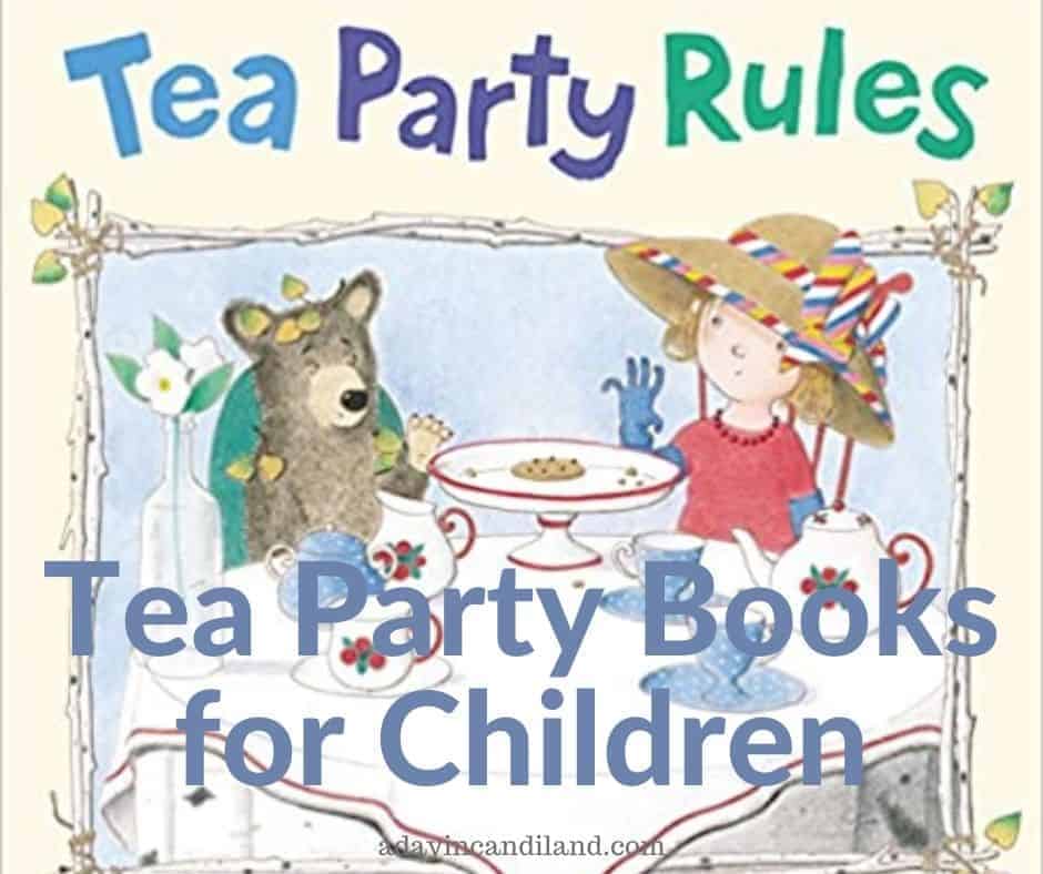 A childrens tea party with a bear. 