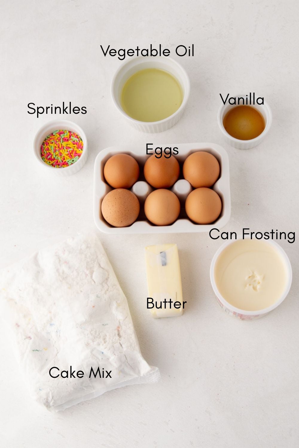 Funfetti Cookie Ingredients on a table.