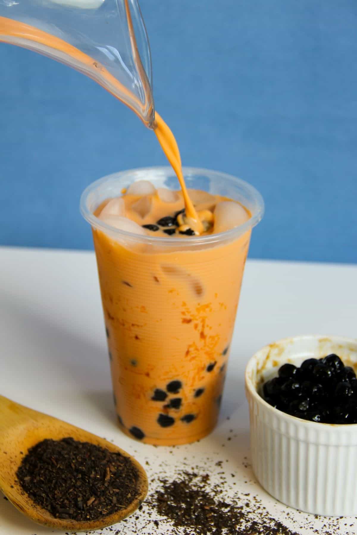 Pour shot of  Thai Boba Tea