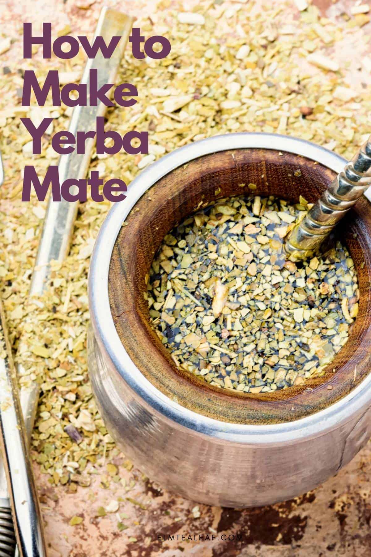 Yerba Mate Tea in a cup with Bombilla Straws. 
