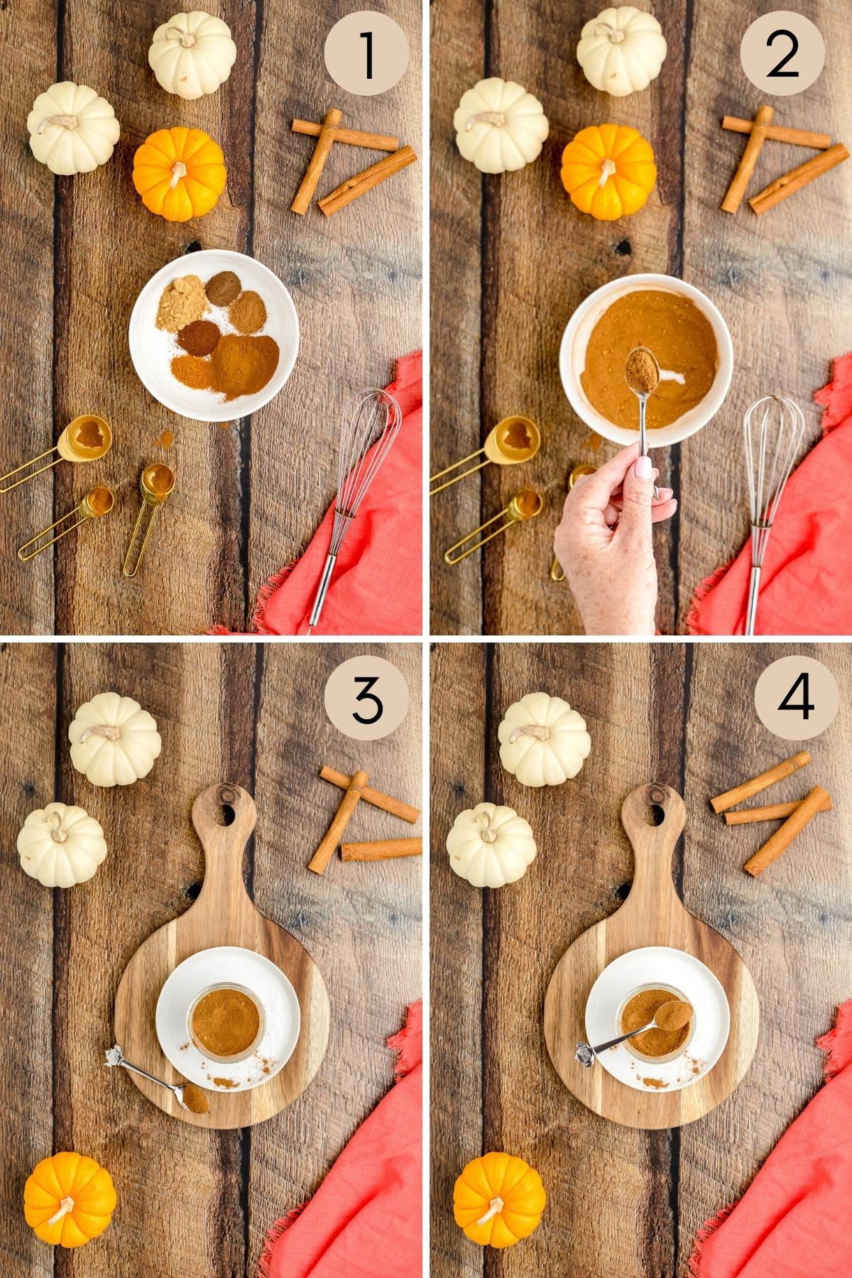 How to make Pumpkin Pie Spice. Images showing how to make the spice. 