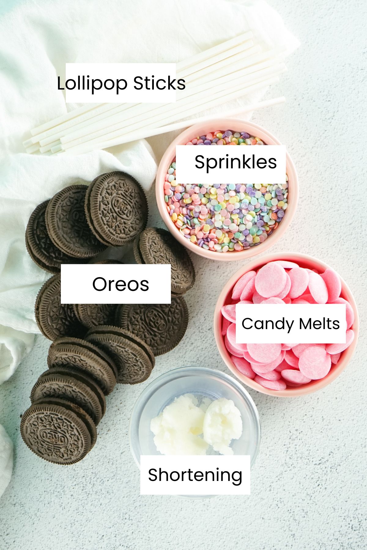 Oreo Pop Ingredients on a counter. 