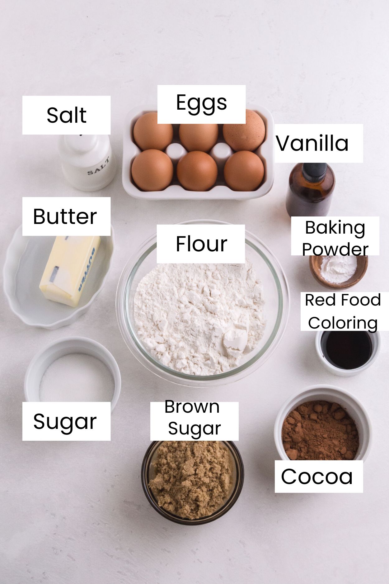 Red Velvet Crinkle Cookie Ingredients. 