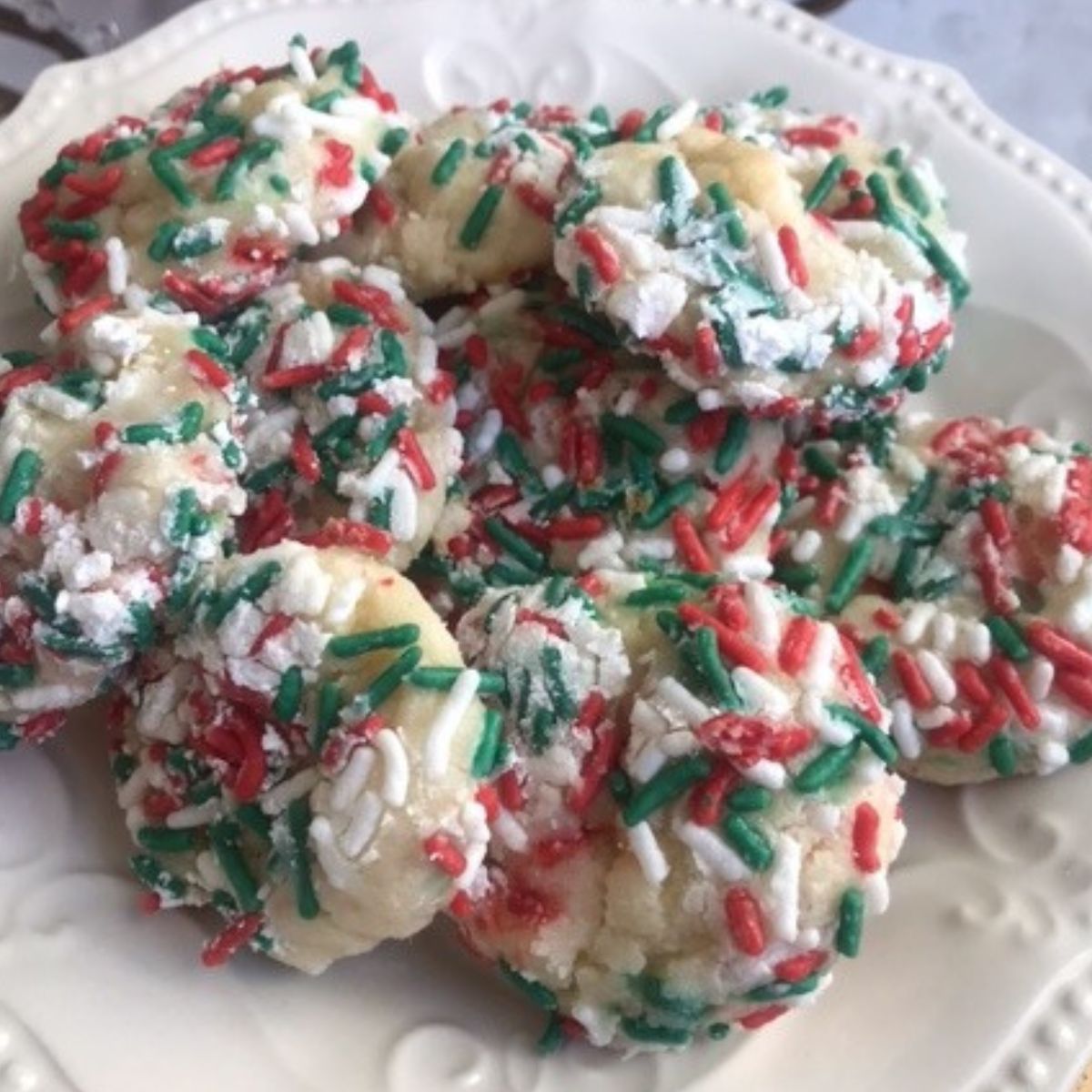 Plate of Gooey Butter Cookies with sprinkles. 