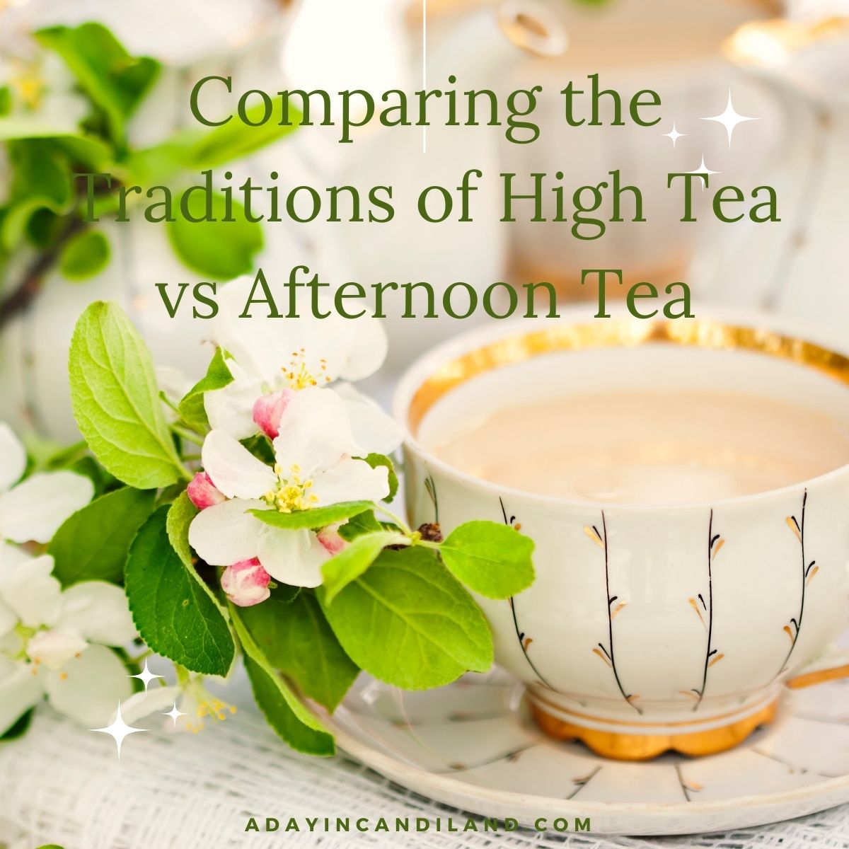 Cup of Tea on a table outside with a cherry blossom leaf next to it. 