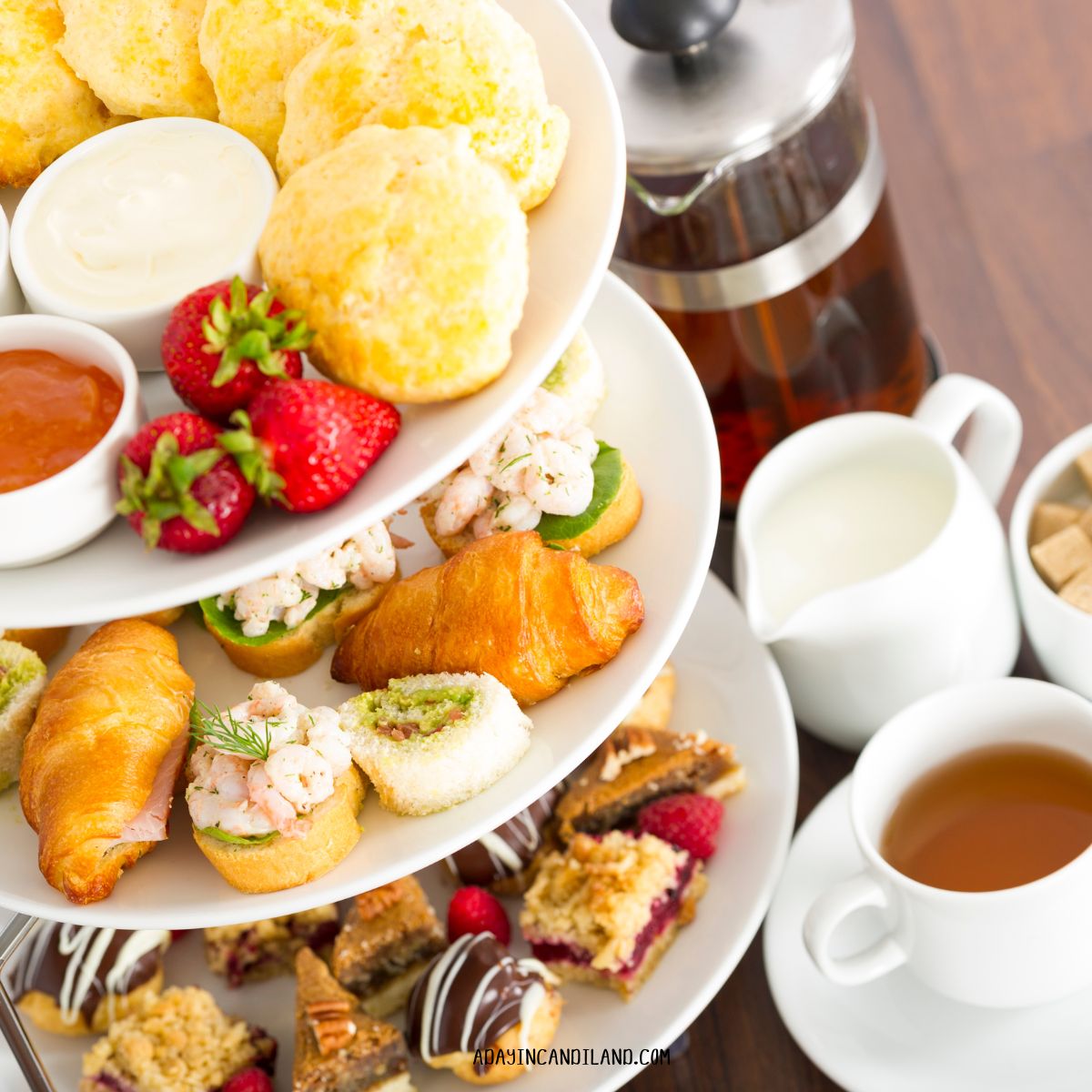 Table with Tea Sandwiches and Tea. 