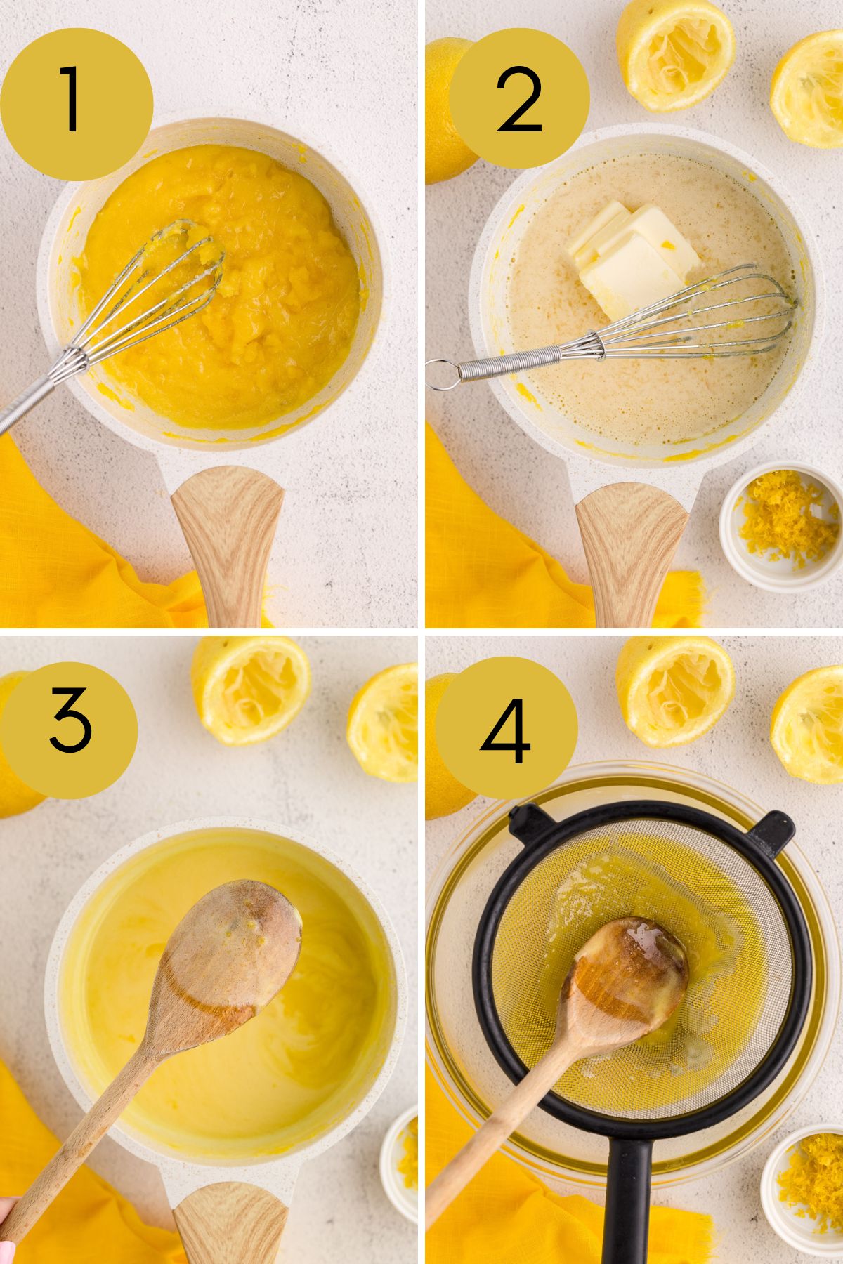 Process Shots for Lemon Curd. 