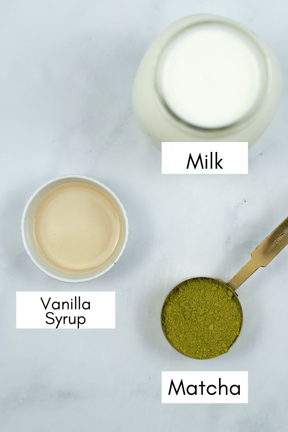 Matcha Latte Ingredients. 