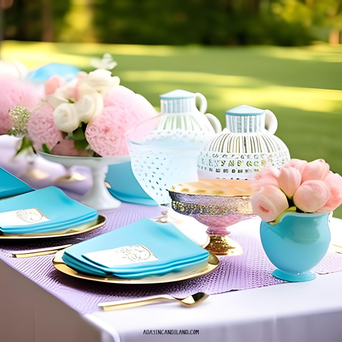 Baby Shower Tea Party with Pink and Blue dishes. 