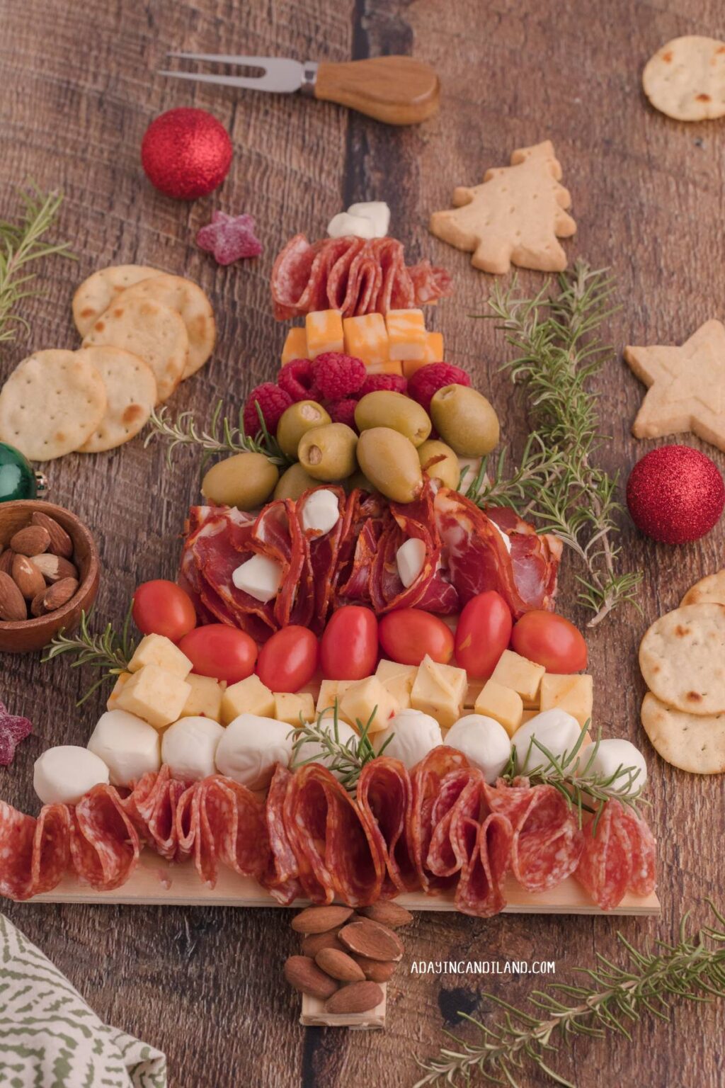 How to Make a Christmas Tree Charcuterie Board - A Day In Candiland