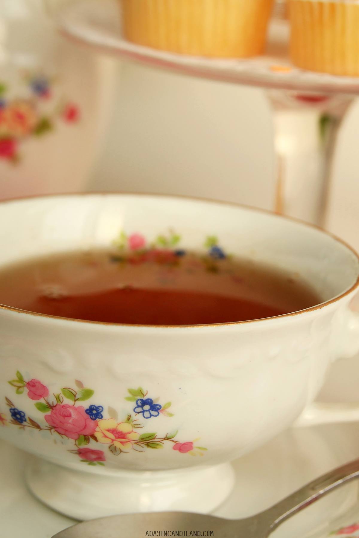 Cup of Earl Grey Tea in White teacup. 