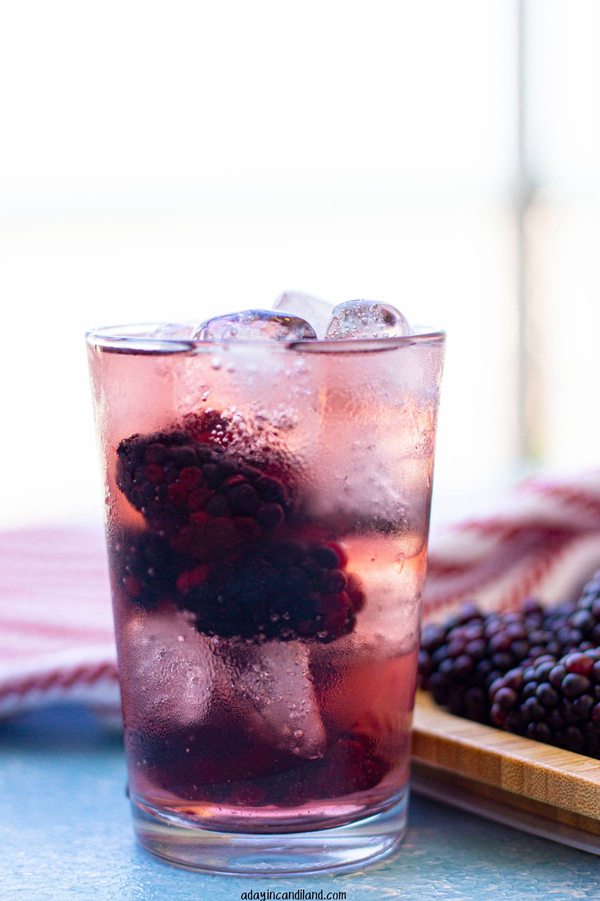 Clear glass of Hibiscus Green Tea Spritzer.