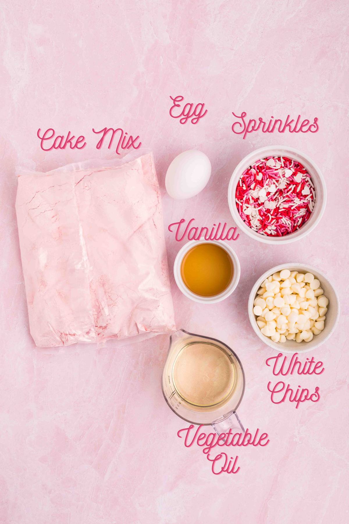Ingredients for Valentine Cake Cookies>