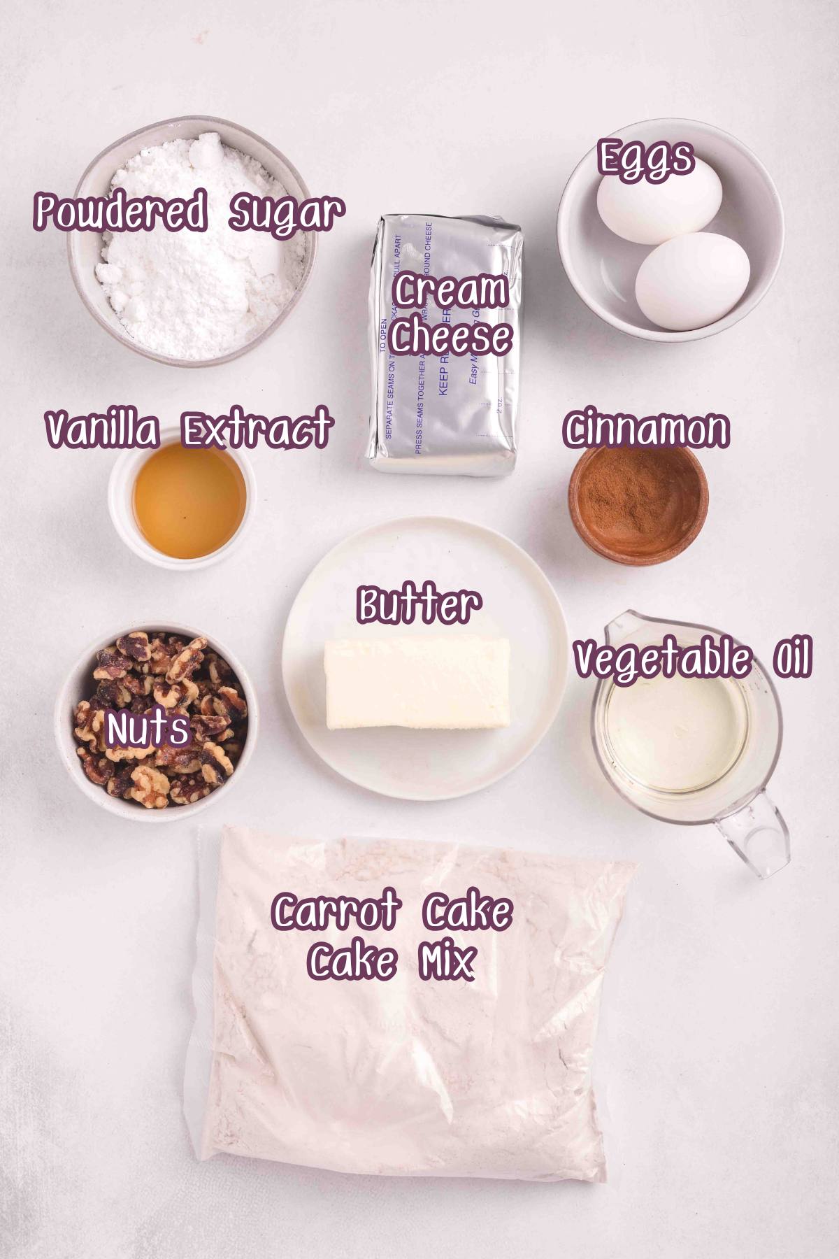 Ingredients of Carrot Cake Mix Cookies. 