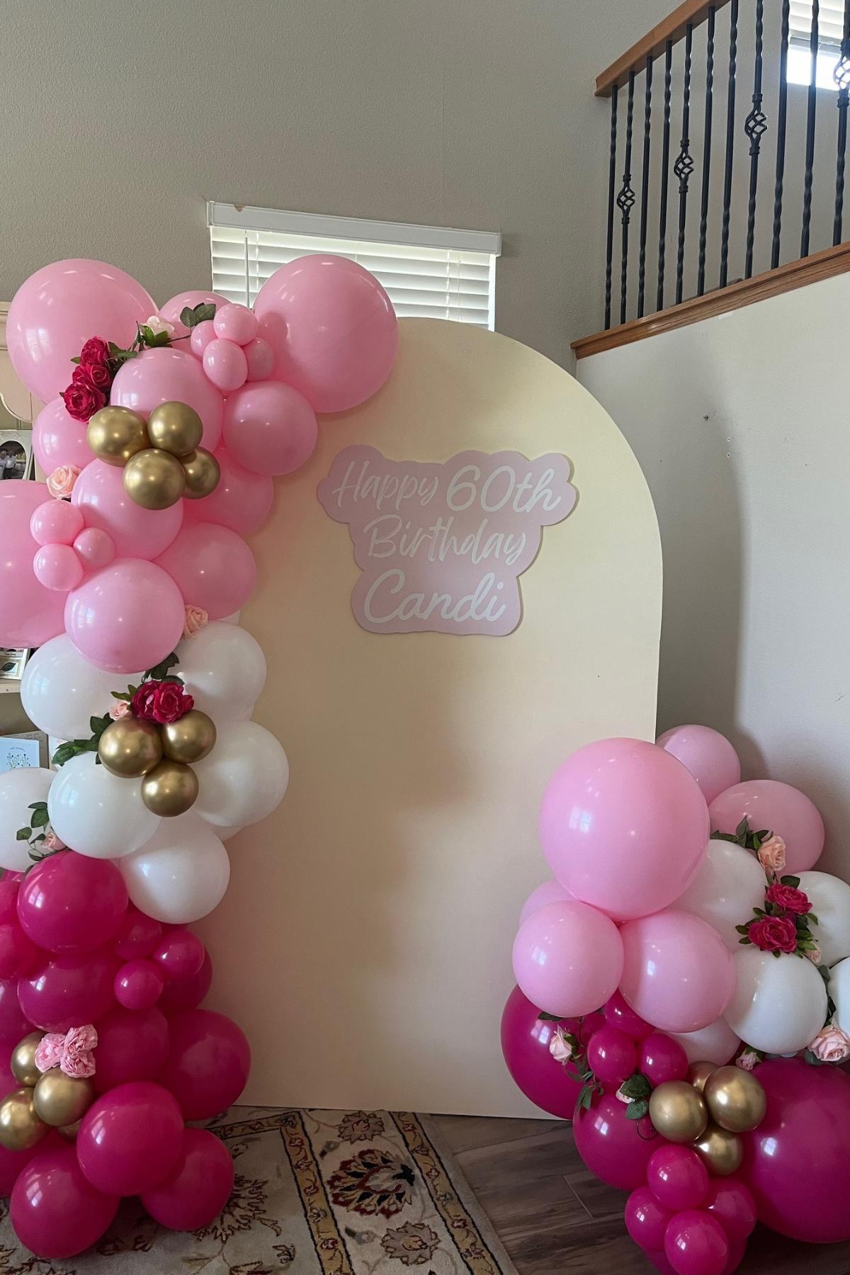 Balloon set up for a birthday tea party. 