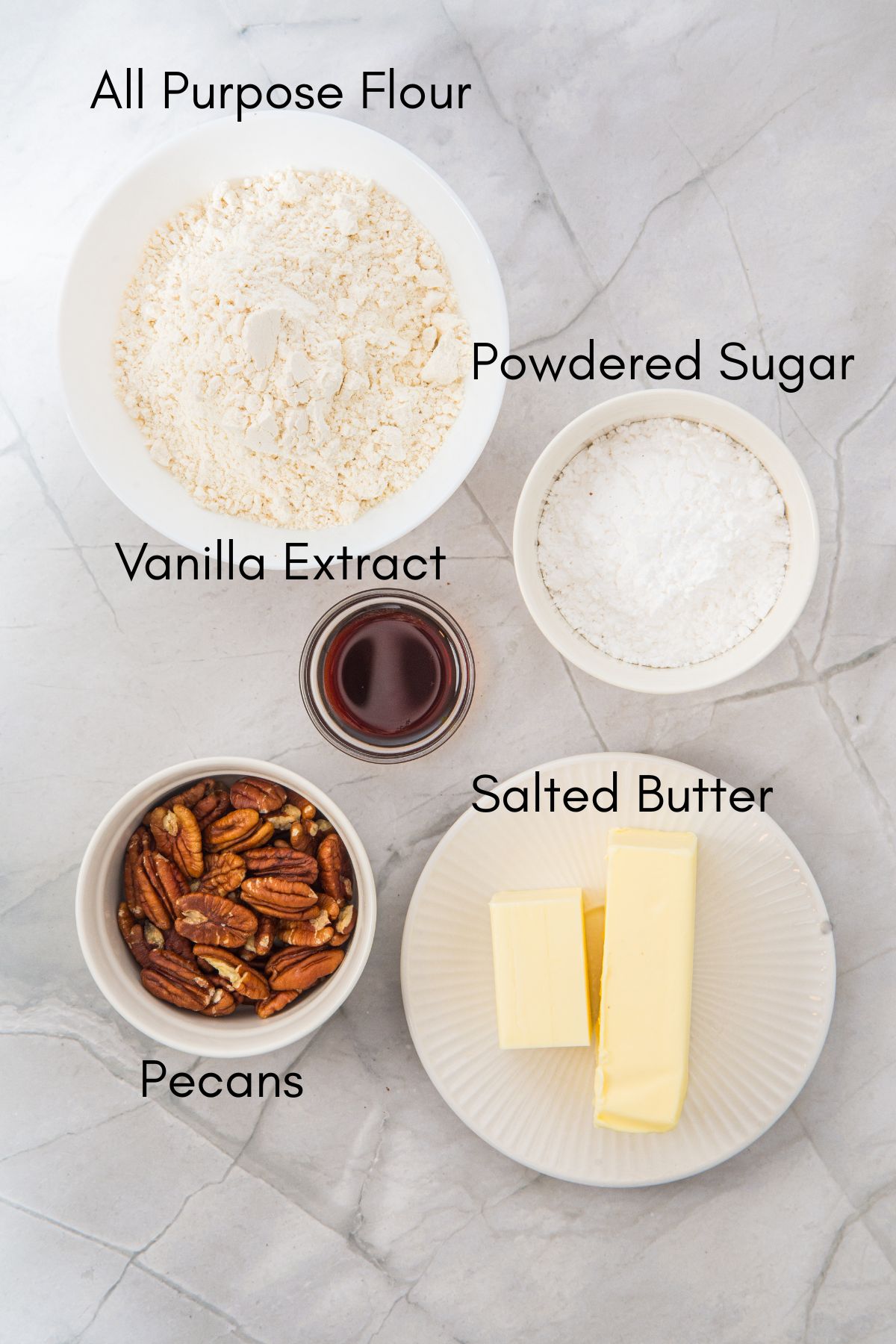 Ingredients for snowball cookies